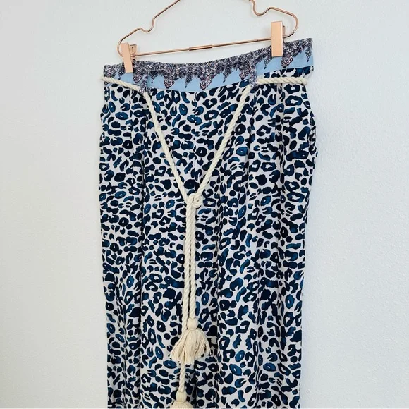Ollari Anthropologie Leopard Print Tassel Lightweight Boho Tapered Pants - Picture 8 of 10
